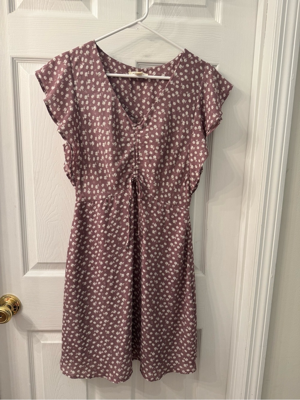 Monteau Mauve Floral V-Neck Midi Dress
